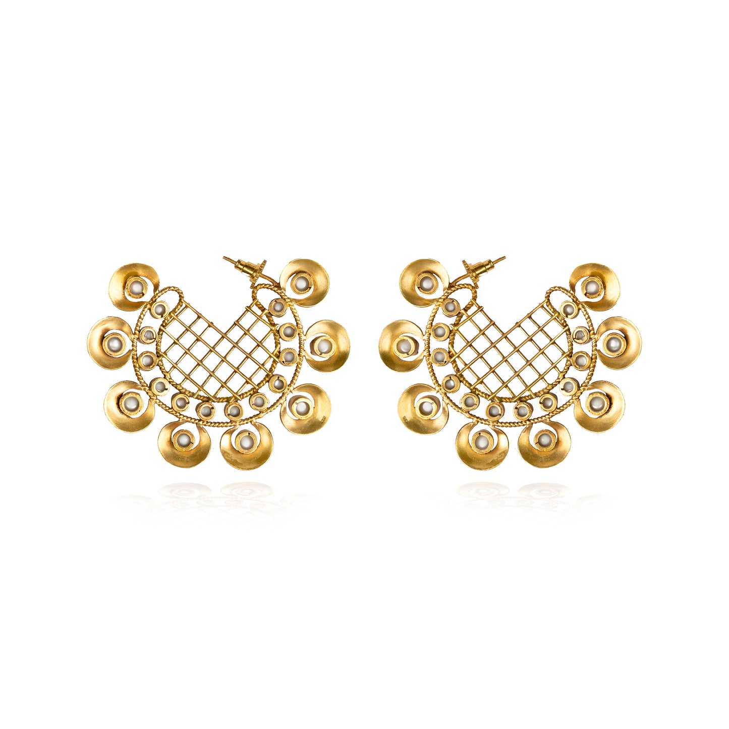 Pearl and gold hoops