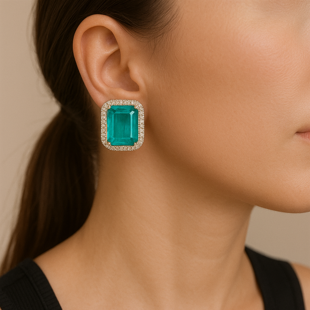 Opulence Baguette Emerald Earrings