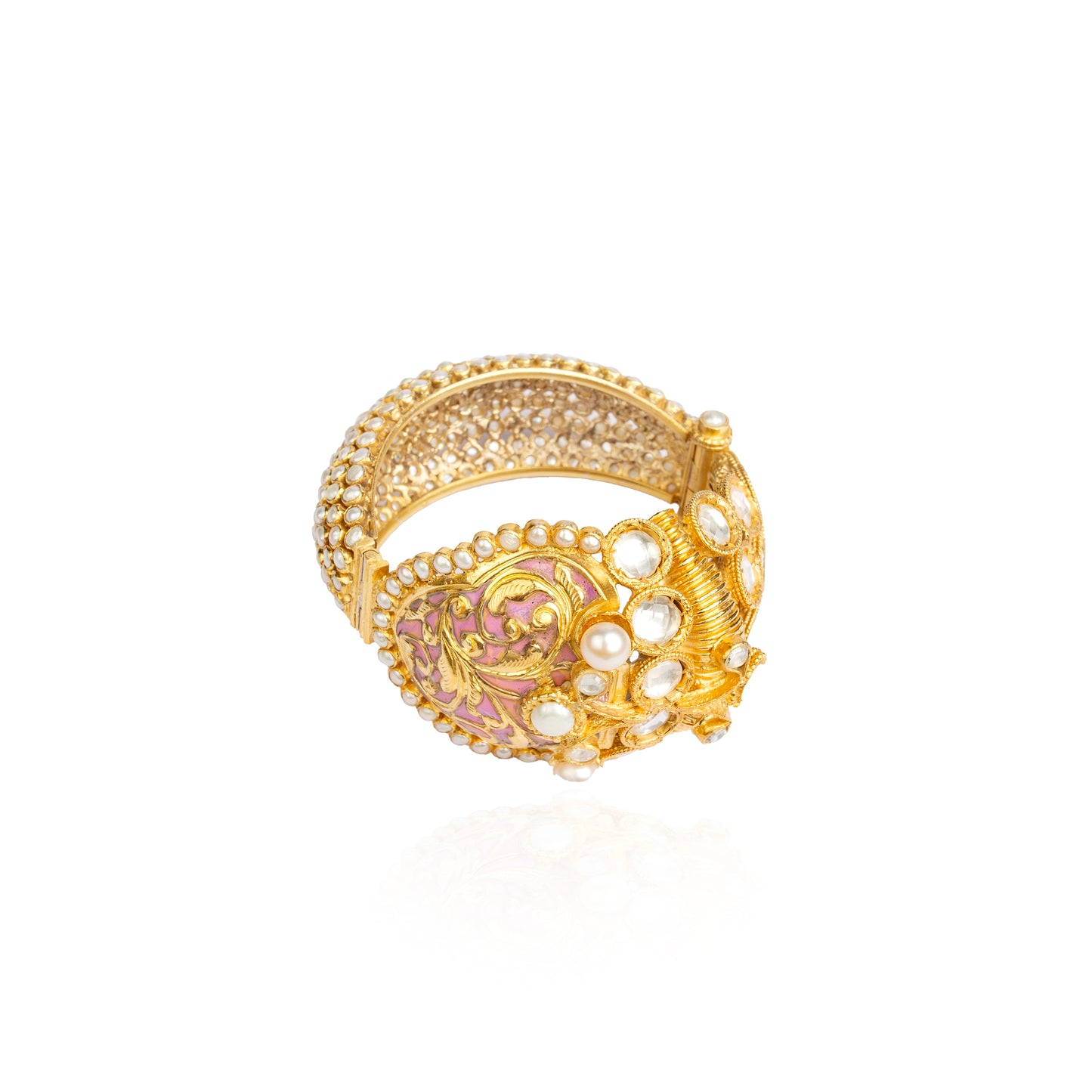 Gulrukh Pink Meenakari Pearl Bracelet