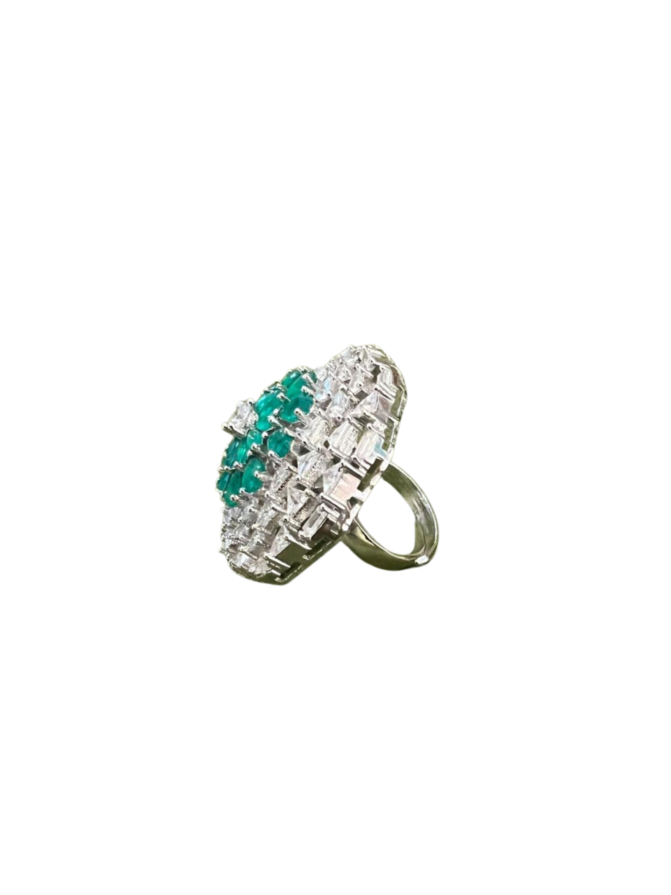 Emerald zircon adjustable ring