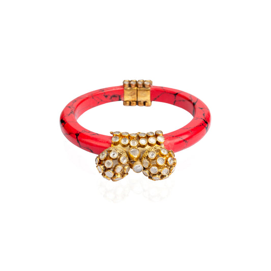 Kesar Coral Kundan Bangle