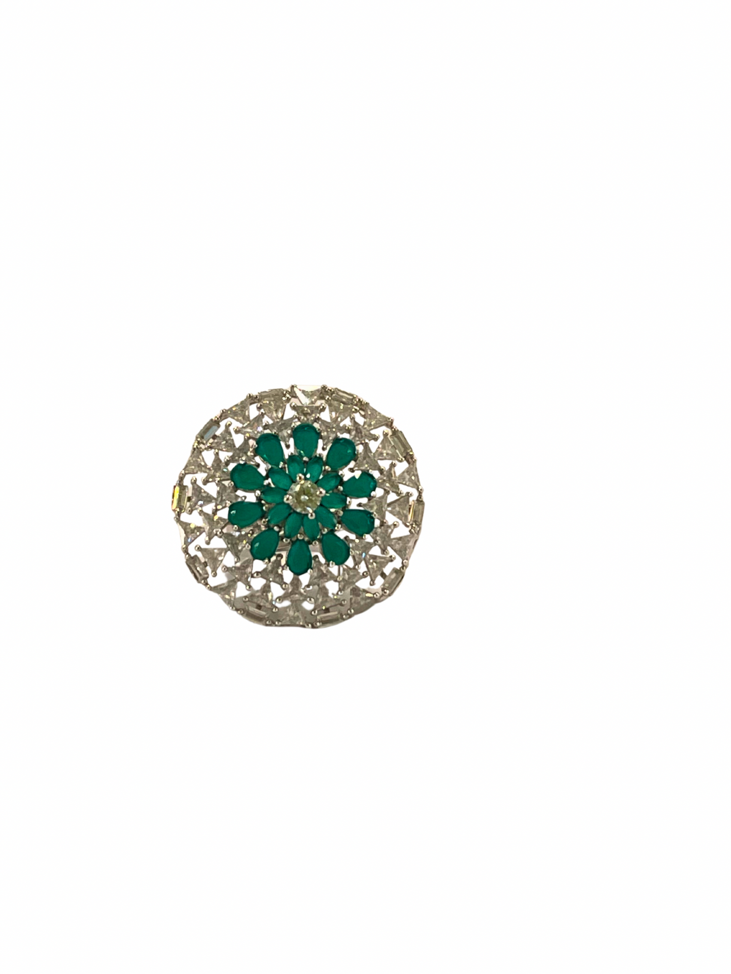 Emerald zircon adjustable ring