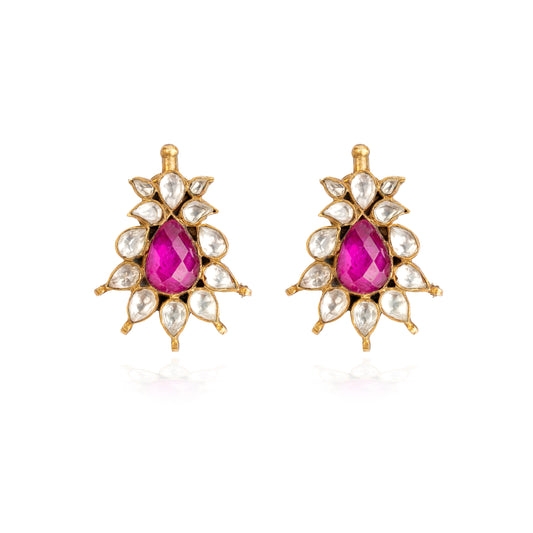 Ruhani Rhodolite Crystal Studs