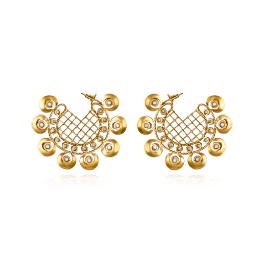 Pearl and gold hoops