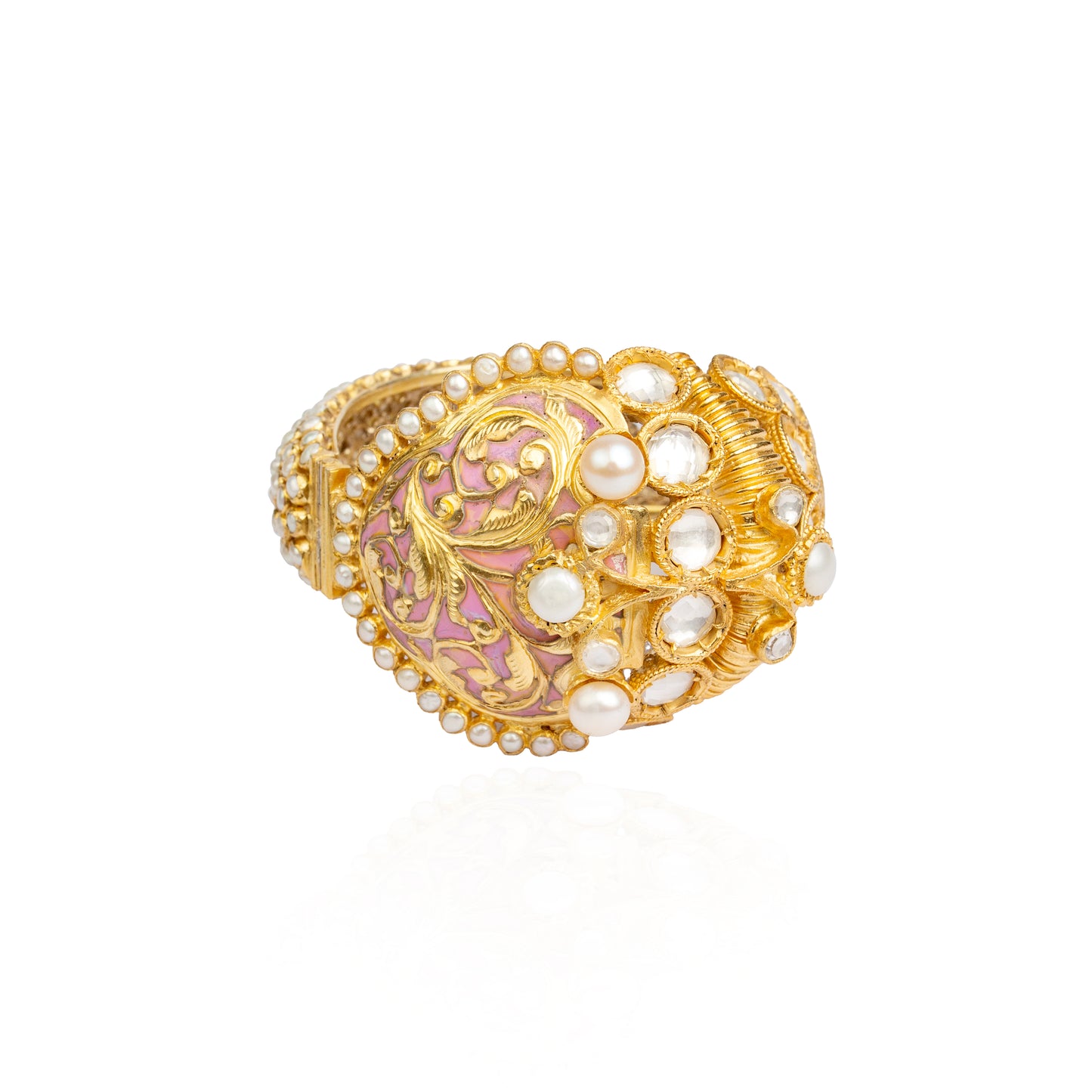 Gulrukh Pink Meenakari Pearl Bracelet