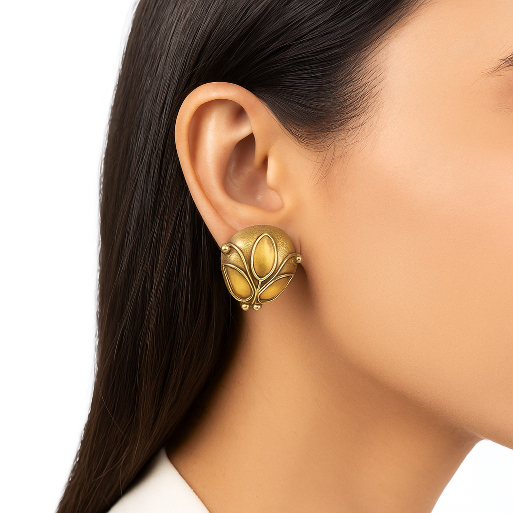 Carved gold vintage finished earrings