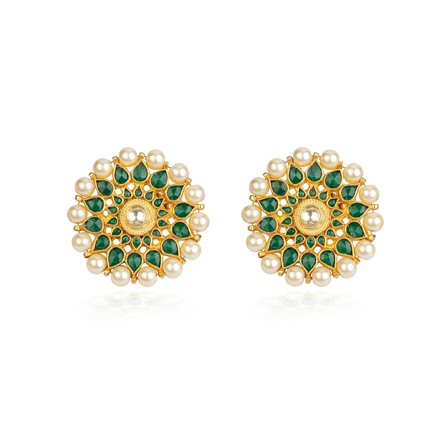 Green onyx  and Kundan studs