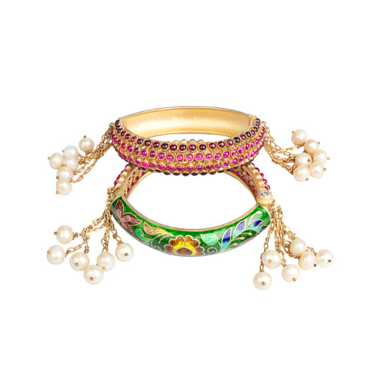 Rangmehal Meenakari Pearl Bracelets