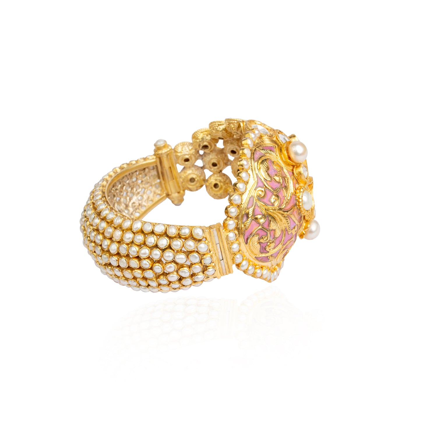 Gulrukh Pink Meenakari Pearl Bracelet