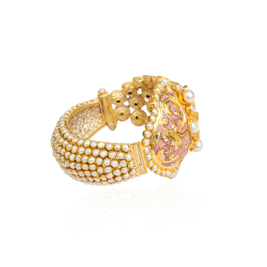 Gulrukh Pink Meenakari Pearl Bracelet