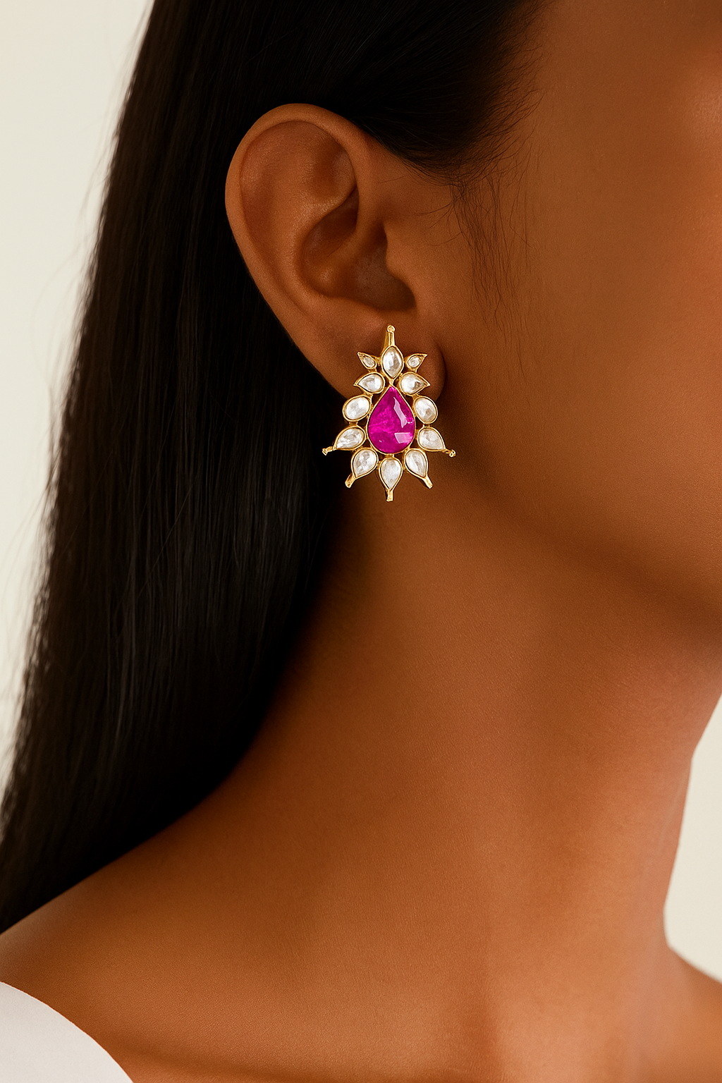 Ruhani Rhodolite Crystal Studs