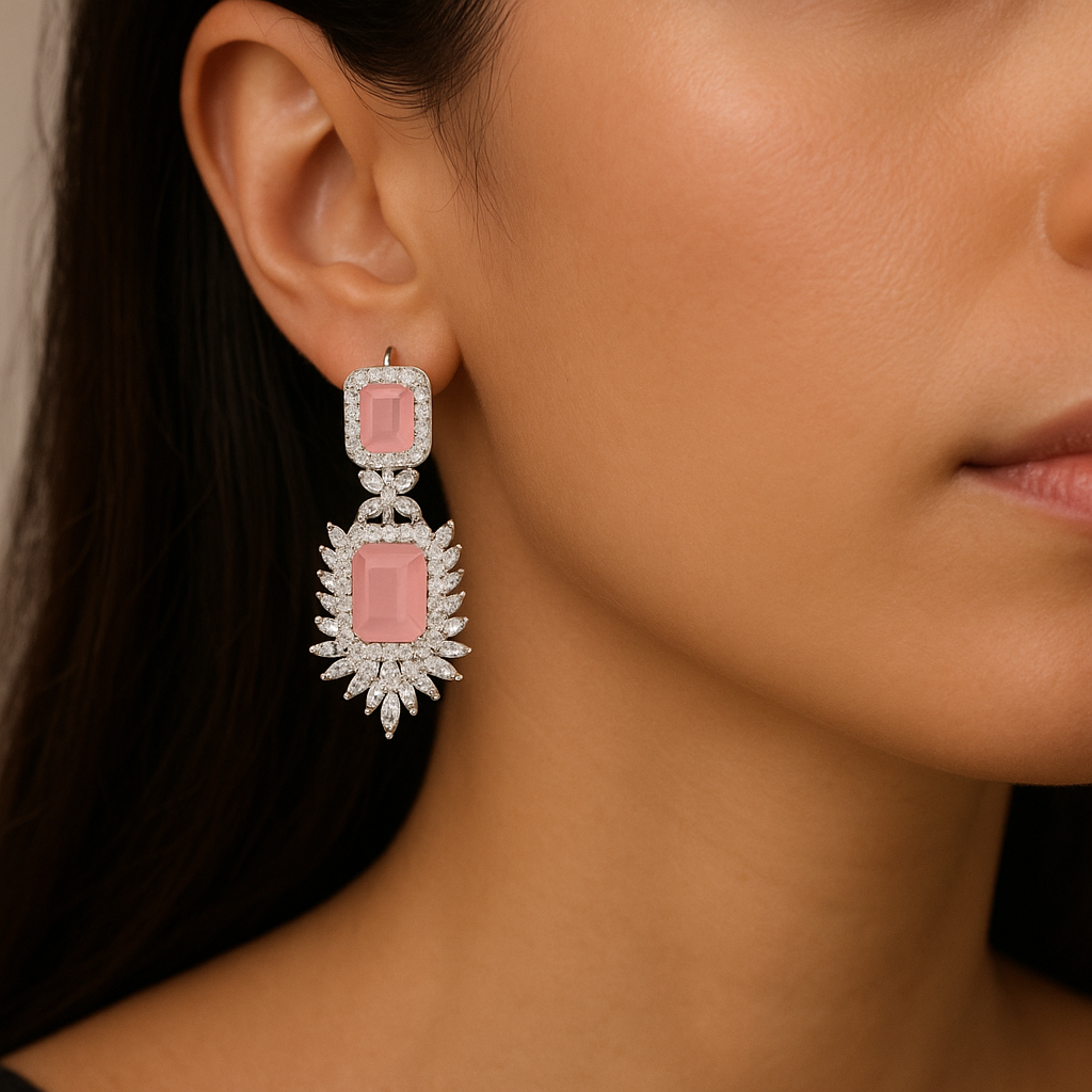 Pink Diamond Drop Earrings