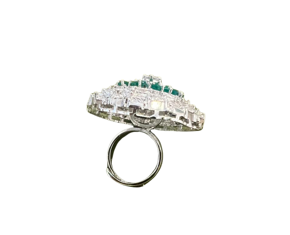Emerald zircon adjustable ring
