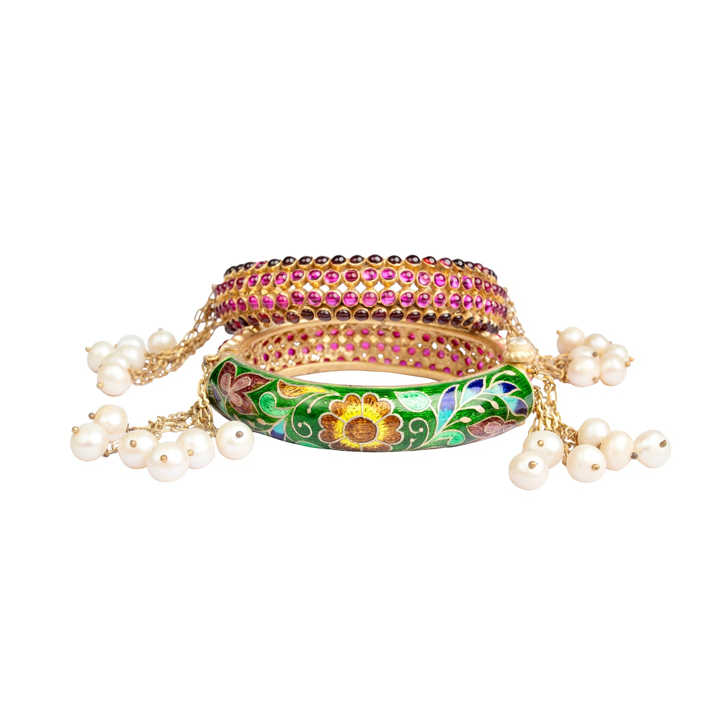 Rangmehal Meenakari Pearl Bracelets