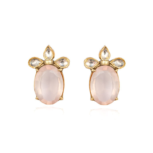 Elara Rose Quartz Studs