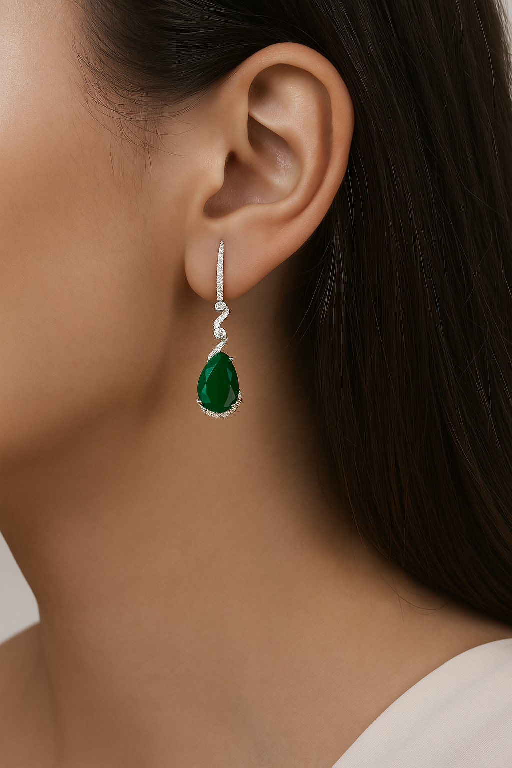 Elysia Green Onyx Drop Earrings