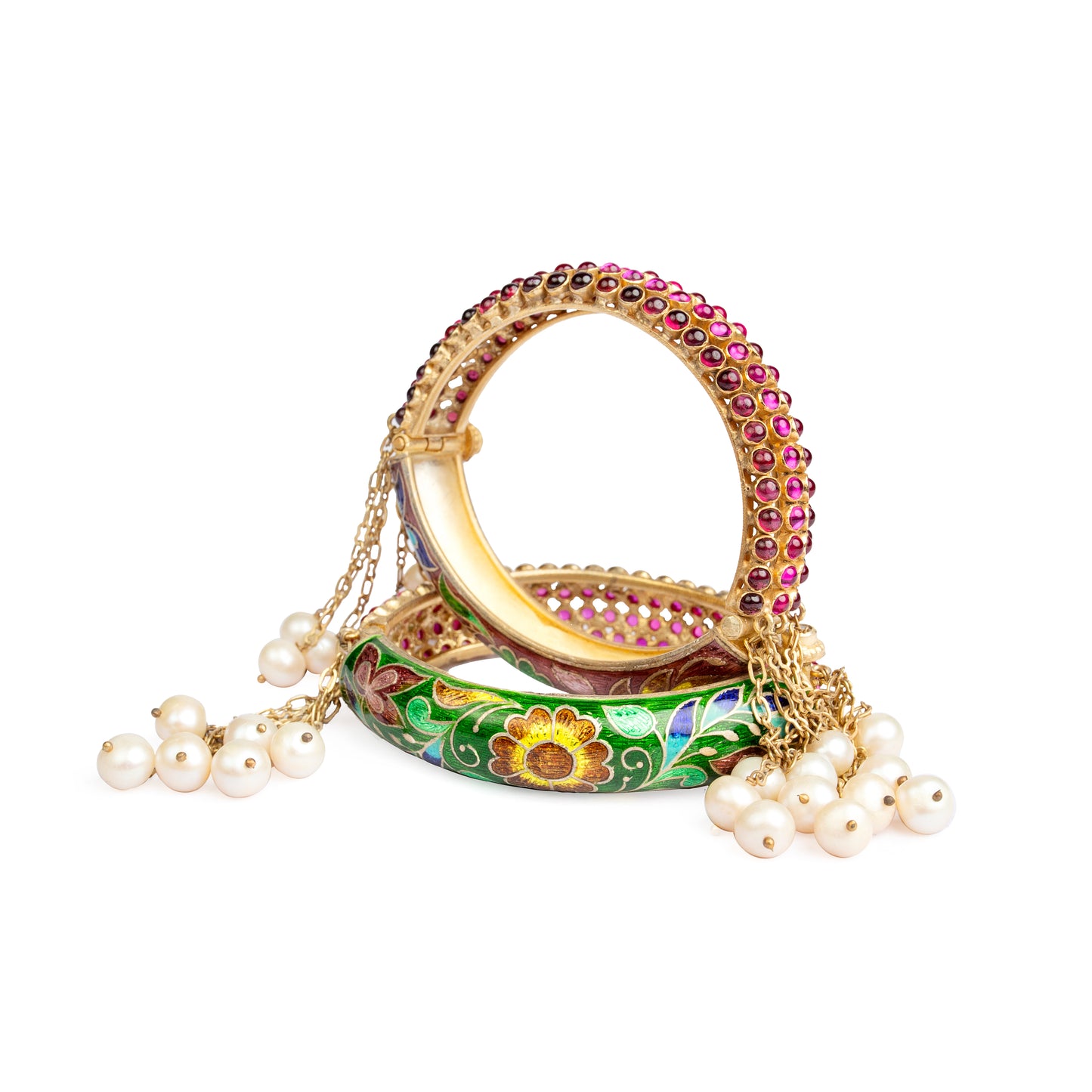 Rangmehal Meenakari Pearl Bracelets