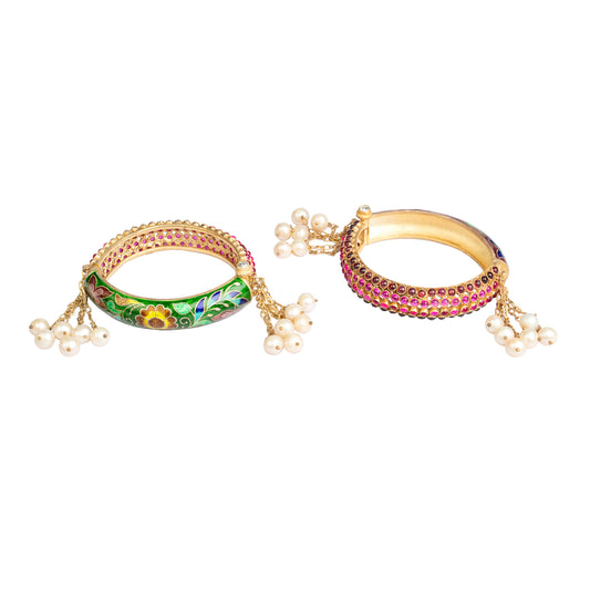 Rangmehal Meenakari Pearl Bracelets