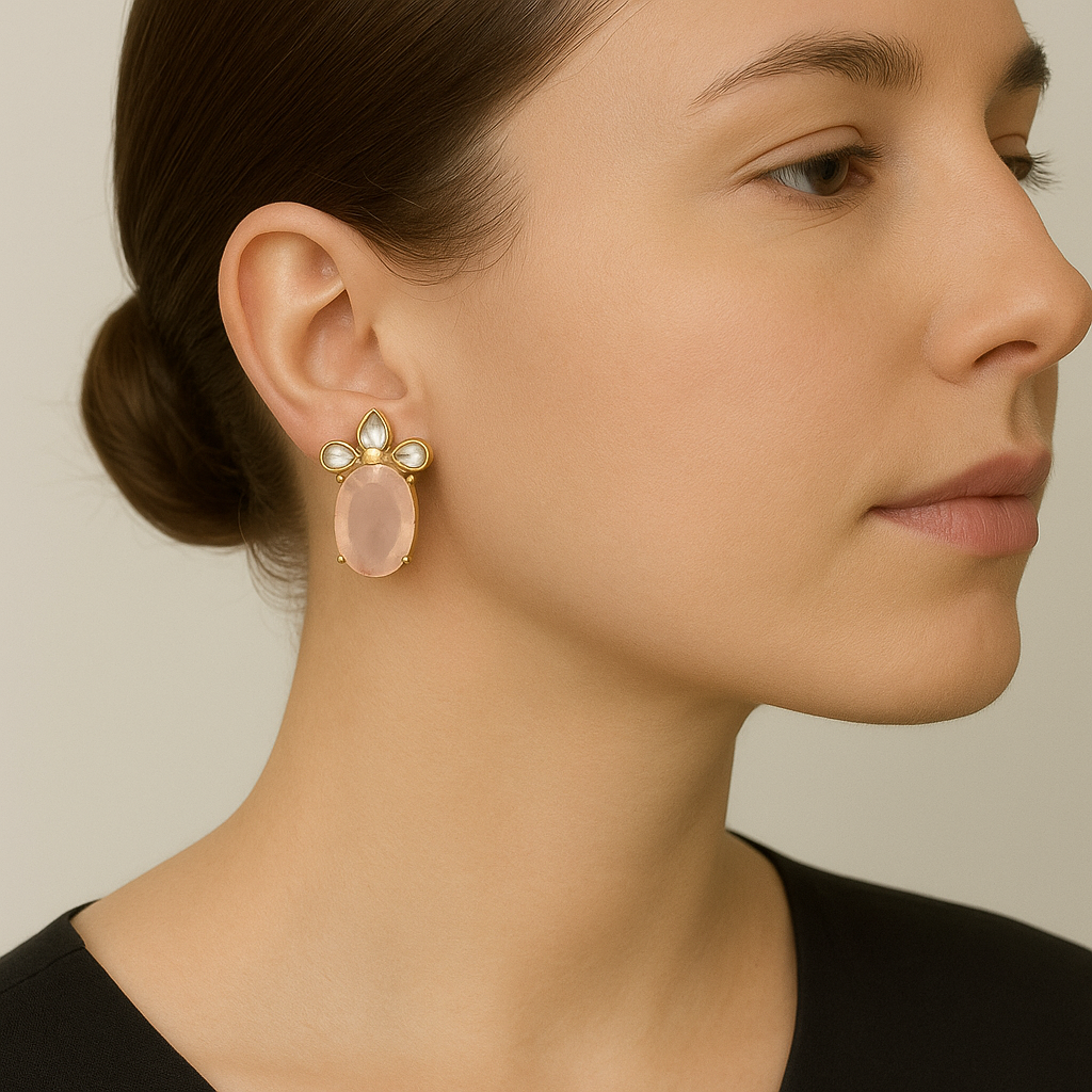 Elara Rose Quartz Studs