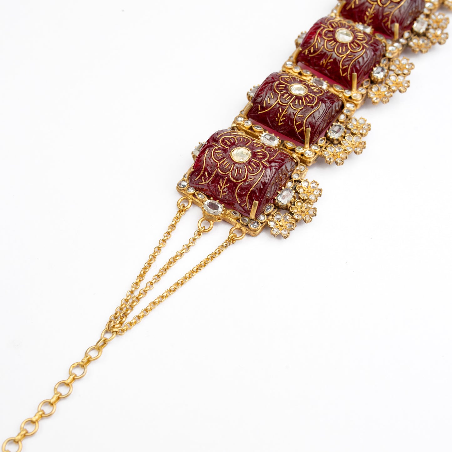 Ruhaniyaa Rhodolite Carved Stone Choker