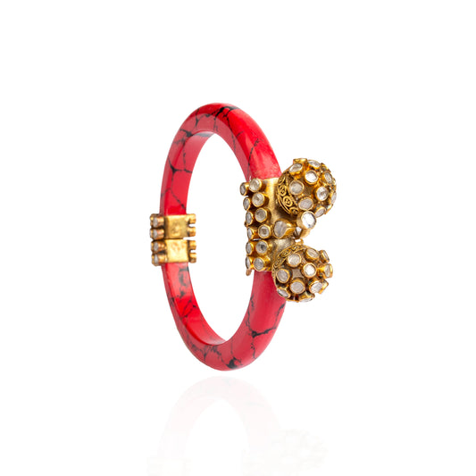 Kesar Coral Kundan Bangle