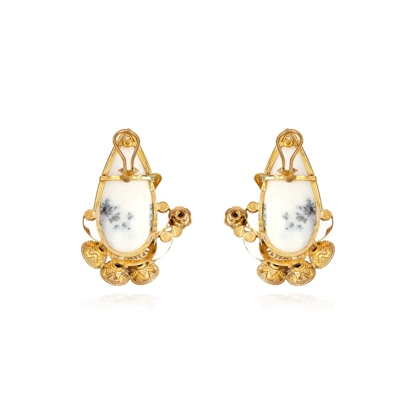 White Dendritic agate earrings in sterling silver